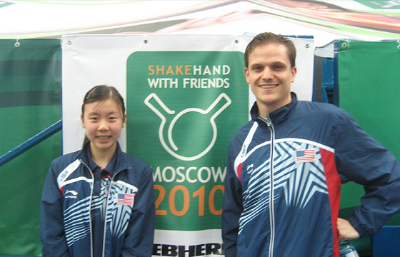 Ariel Hsing with Coach Stefan Feth at 2010 World Championships