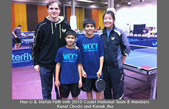 Nan Li & Stefan Feth with 2010 Cadet National Team B Members Kanak Jha and Kunal Chodri