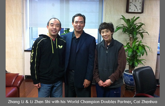 Zhang Li & Li Zhen Shi with his World Champion Doubles Partner Cai Zhenhua