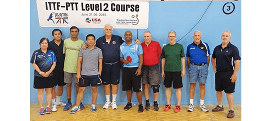 Members of the ITTF Level Two Course in Austin with fifth from left Richard McAfee
