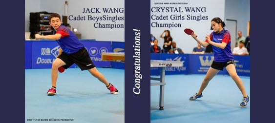 2015 ITTF North American Championships: Jack Wang & Crystal Wang Cadet Singles Champions