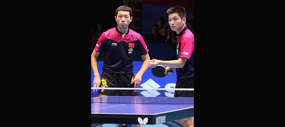 Xu Xin (left) and Fan Zhendong (right) ready for action in Pattaya Photo By: Jirachon Ruethairat