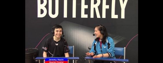 Jeremy Hazin Interview, at the 2016 Butterfly Cary Cup Championship Quarterfinalist