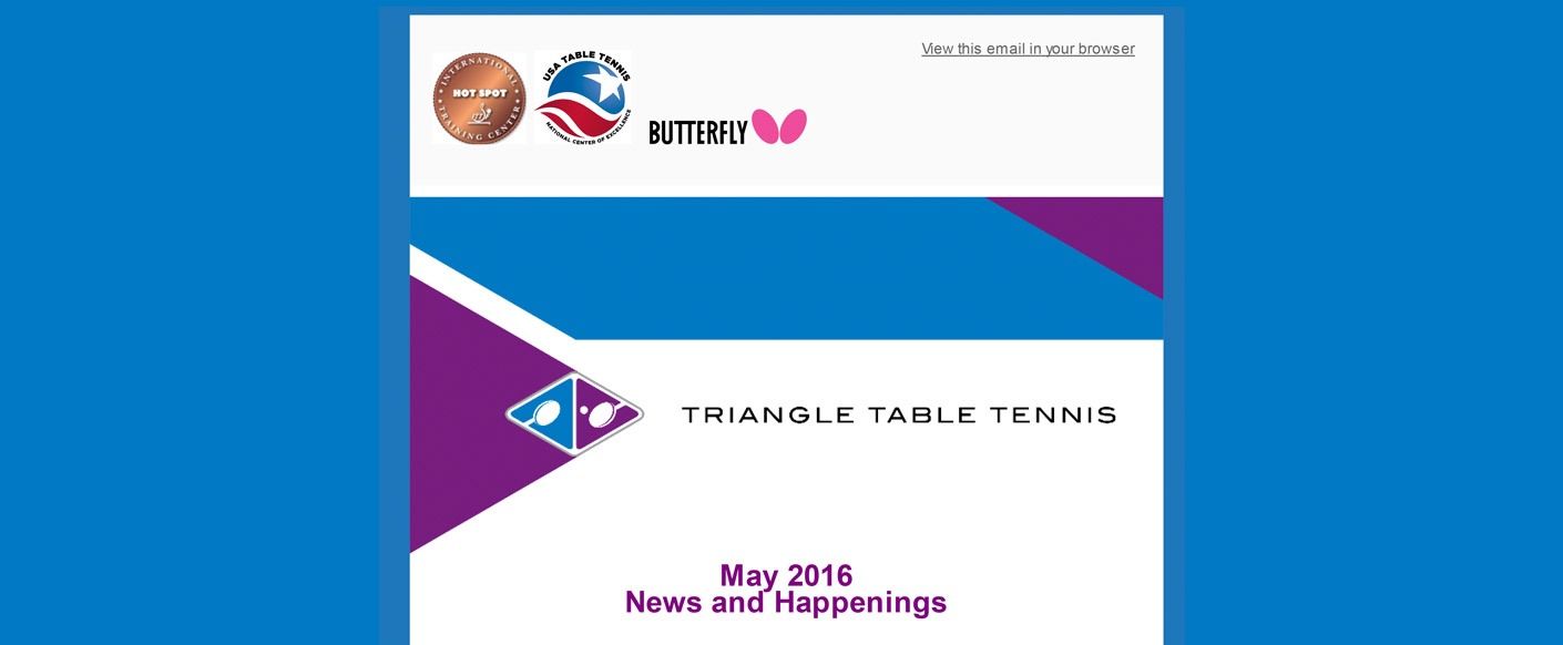 Triangle Table Tennis May 2016 Newsletter: