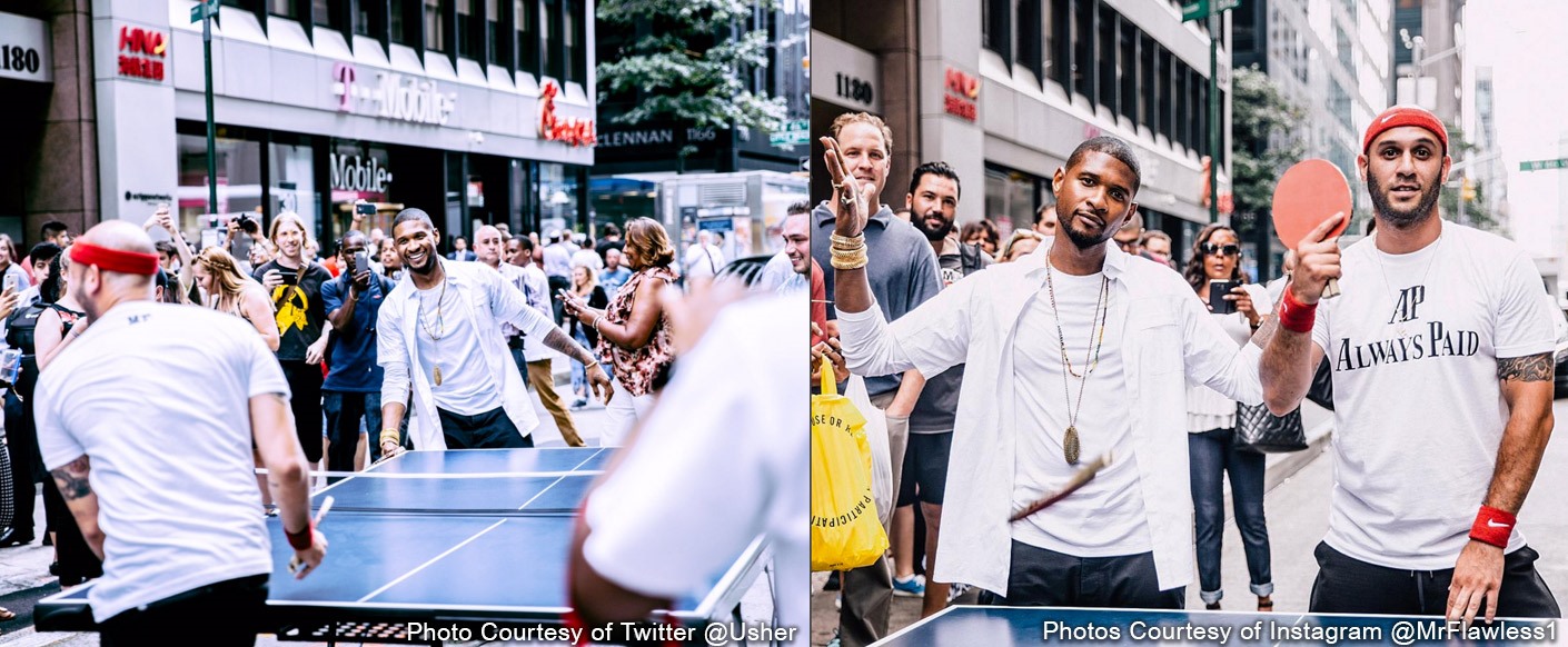 Usher Plays Ping Pong – Shuts Down 6th Ave NYC