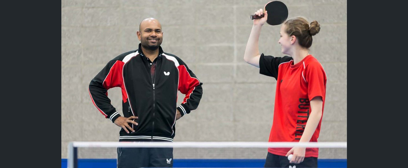 All smiles from Pradeeban Peter-Paul (left) as he watches Alicia Cote – Photo: Mireille Tallon