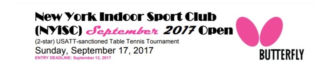 Come join NYISC September 2017 Tournament Sunday Sept 20th 2017