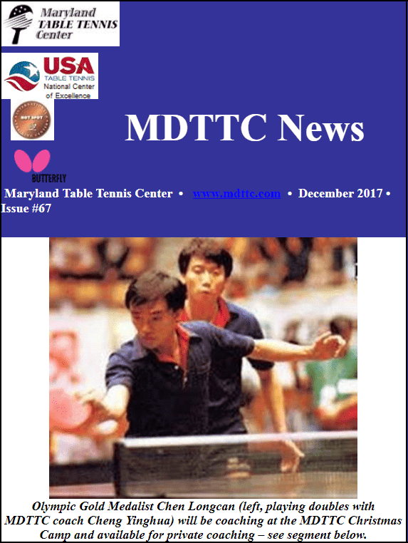 Olympic Gold Medalist Chen Longcan Visiting MDTTC & other news
