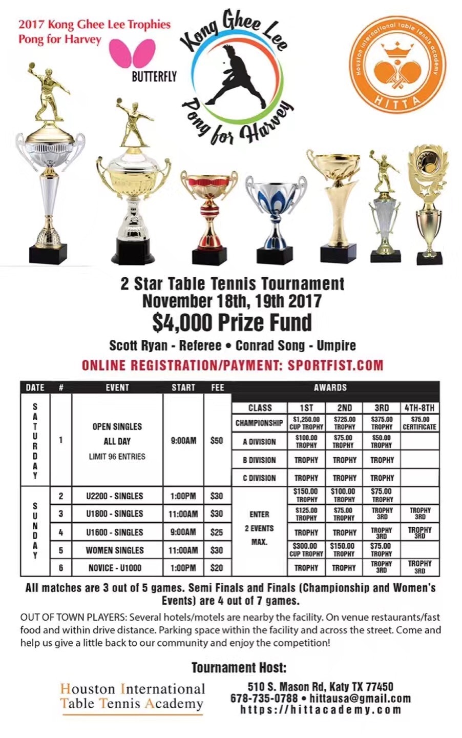 Lee Kong Ghee Pong, Hurricane Harvey, HITTA Tournament