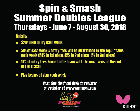 Spin & Smash Table Tennis & Ping Pong Center tournament & league