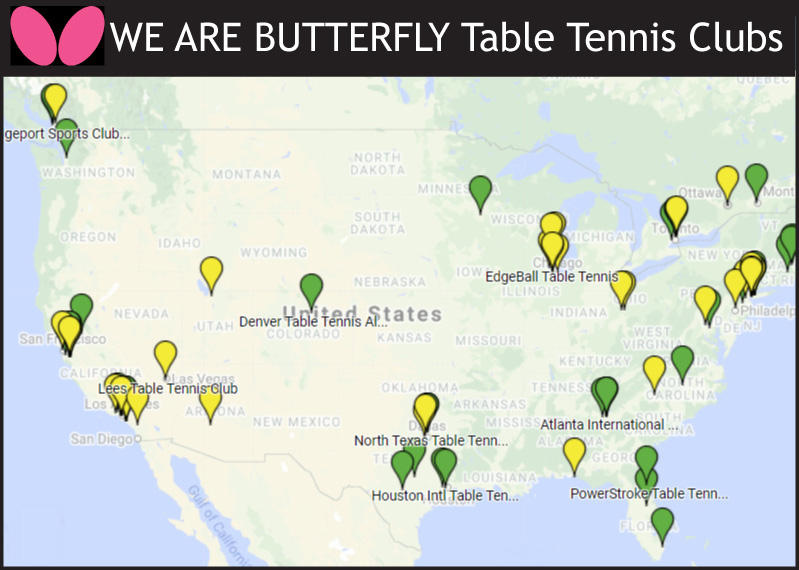 We Are Butterfly Table Tennis Clubs Map