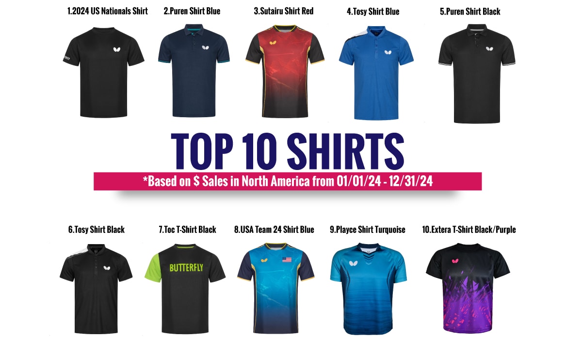 Top 10 Table Tennis Shirts by Butterfly